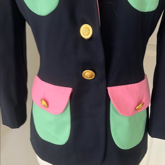 Colorful Women's Blazer with Gold Buttons Escada vintage Blazer - Picture 3 of 11